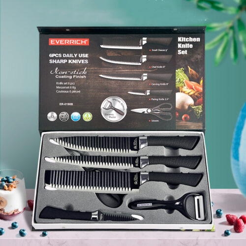 Knife Set Gift Set Knife Non-stick Household Knives Six-piece Kitchen Set Knives Corrugated Set Tool Magazine